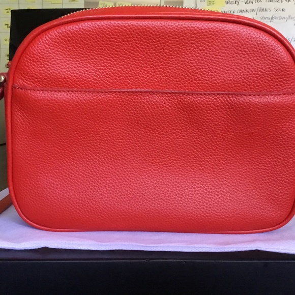 Nordstrom Red Pebble Leather Crossbody Small Dianne Goldtone Hardware - Picture 8 of 16